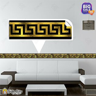 GIFT City - Golden Foil Pani Tile Border Stickers Pack of 5 / 10 / 20 / 40 / 85 Pcs. 24x7 cm Wall Decorative Self Adhesive Stickers for Bathroom Kitchen Wallpaper