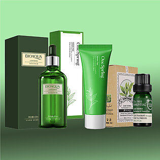 Bioaqua Pack Of 3 Green Tea Series ( Facial Cleanser , Luofamiss Serum , Tee Tree Oil )
