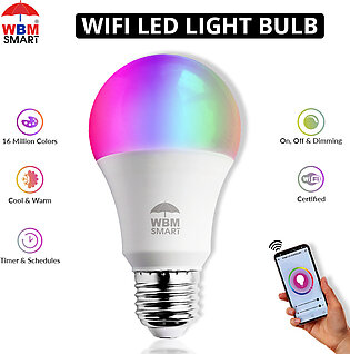 Wbm Smart Wifi Led Light Bulb 3-way Dimmable Rgb Remote Control Light Bulb - 9w