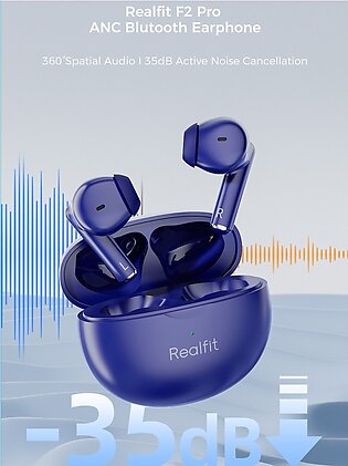 Realfit F2 Pro Anc Active Noice Cancellation Bluetooth Earphones Enc Call Hifi Stereo Superb Bass Wireless Earbuds Sport Gaming