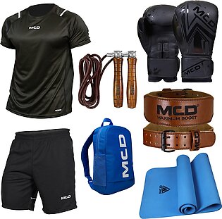 Mcd Boxing Gym Fitness Accessories Set Including Boxing Gloves Gym Belt Yoga Matt Skipping Rope Bag T-shirt And Shorts