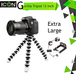 ICON Gorilla Tripod Stand For Mobile Camera 12 Inch Large Flexible And Foldable Professional Tripod Stand For Mobile