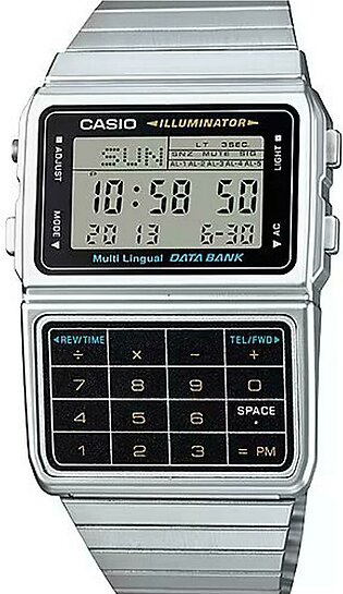 Casio Digital Calculator Watch With Silver Bracelet Men's Watch - Dbc-611-1df