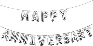 Happy Anniversary Letter Balloons Banner Round Anniversary Balloon Banner For Anniversary Party Decorations Supplies - 16 Inch Multicolor Happy Anniversary Letter Balloons Banner Round Anniversary Balloon Banner For Anniversary Party Decorations Supplies