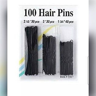 Bobby Hair Pins Assorted Size - Black -100pcs/card