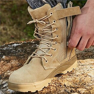 Delta Army Commando Leather Shoes Khaaki Camel Shoes Commando Trekking Boots For Men & Boys
