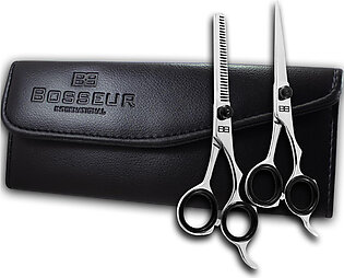 Polished High Carbon Steel Scissors 6.5” Kit With Travel Case Hairdressing Razor Shears Professional Salon Barber Haircut Scissors