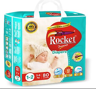 Rocket Premium Diaper Size 1-2 Small (3-6kg) 80 Count