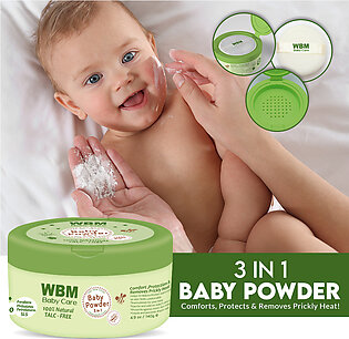 Wbm Baby Powder With Powder Puff No Rash (140g) Prickly Heat Talc Free Powder