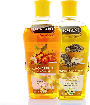 Hemani Pack Of 2 Hair Oil 200Ml (Almond,Mustard)