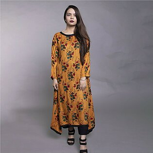 Ghazi fabric Unstitched Linen 2 piece suit for women Premium Quality Modren Print collection Mustarad (GFM23090-1)