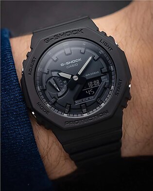 Casio G Shock Mens Black Carbon Core Guard Analog-digital World Time Multi-function Black Resin Band Watch-ga-2100-1a1dr