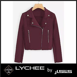 Stylish Biker Fleece Jacket For Girls