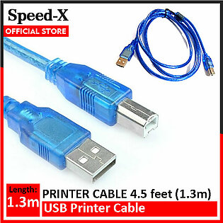 SpeedX Printer Cable 1.3 meter (4.5 feet) USB Printer Cable Blue