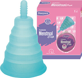 Deepsea Foldable/Collapsible Blue Menstrual Period Cup Reusable Small And Large For Women