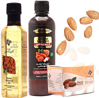 SAC Almond Care  + Sweet Almond Oil 250ml + Almond Shampoo 400ml + Almond Petroleum Cream