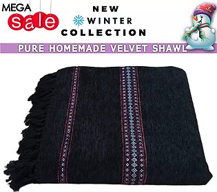 Black Color Velvet Shawl For Men Traditional Velvet Dussa Shawl For Men And Women