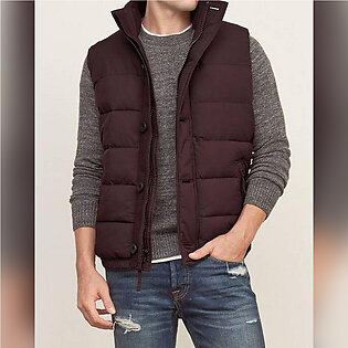 Maroon Leather Puffer Parachute Jacket For Men