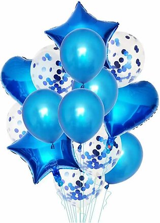 14pcs Balloons Set 2 Star, 2 Heart Shaped & 5 Confetti Filled & 5 Latex Party Balloon  Birthday Party Decoration, Birthday Accessories Weddings, Party balloons