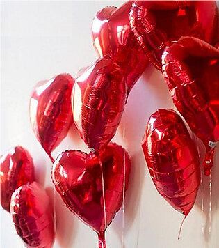 Red Heart Foil Balloon ( Pack Of 10 Heart Foil Balloon )