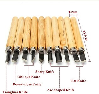 Woodcarving Chisel Set 10pcs Wooden Handle Hand Carving Tool Diy Model Wood Carving Tools Art Supplies