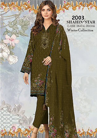 Shahin Star Classic Digital Dhanak Premium Quality Winter Collection Unstitched 3 Piece Suit DN# 2003
