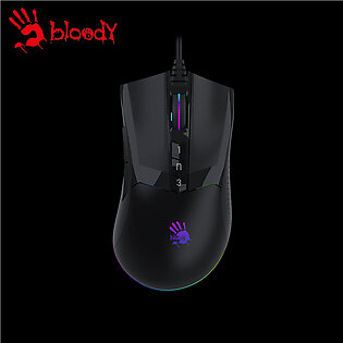 Bloody W90 Max RGB Wired Gaming Mouse - 10,000 CPI BC3332-A 10K Optical Sensor - 8 Programmable Buttons - 2000Hz Report Rate Adjustable Button - LOD Setting Button - Rubber Grips - Dual Injection Keys & Rubber Wheel - Ultra Core Activated - Black/White