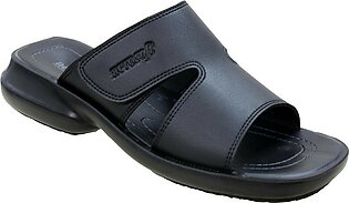 Aerosoft Black Synthetic Leather Slippers For Men A5902