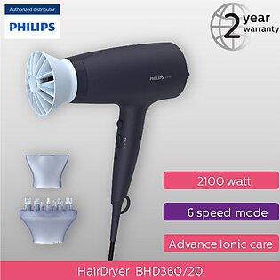 Philips Hair Dryer Bhd360/20- 3000 Series - 6 Speed Settings - Ionic Care