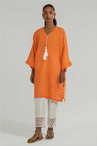 Sana Safinaz Stitched Cotton Dobby Orange Shirt Ss22bsp216 For Women (summer Sale)