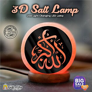 Gift City - Attractive 3d Acrylic Sheet Printed 7 Color Changing Usb Himalayan Salt Lamp For Home Decoration, Night Light, Pink Salt Lamp, Asthma And Allergy Patients To Clean Room Atmosphere - Slp