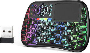Ibex Rgb Mini Wireless Keyboard + Bluetooth Dual Connection 2.4ghz Air Mouse Touchpad Mouse 7 Color Backlit Mouse, Compatible With Android Tv Box, Smart Tv, Pc Windows/mac Os