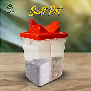 Salt Pot - Salt and Pepper shaker - 2 in 1 Salt and Pepper Shaker - 2 in 1 Spice Bottle - Masala box - Spice jar - Masala box plastic - Multipurpose kitchen spice box - Transparent Plastic Spice box