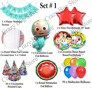 Cocomelon Happy Birthday Decoration / Happy Birthday Foil Balloons / Happy Birthday Balloons / Happy Birthday Foil Balloon Theme Set / Balloons For Birthday / Balloons Pack / Balloons Set Birthday Accessories For Girls And Boys