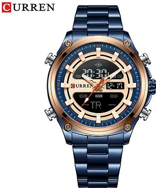 Curren Luxury Top Brand Analog & Digital Quartz Stainless Steel Water Proof Wrist Watch For Men With Brand Box & Bag-8404