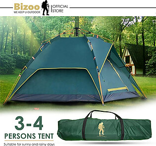 Bizoo 3-4 Persons Waterproof Dome Automatic Instant Rapid Tent Camp Beach Tent for Camping, Hiking and Outing