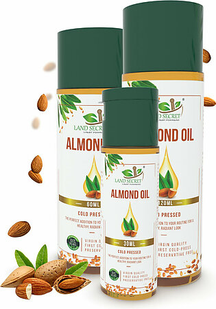Land Secret Sweet Almond Oil Pure Cold-pressed For Nourishing Face, Skin, And Hair - 100% Organic And Unrefined For Diy Beauty Recipes