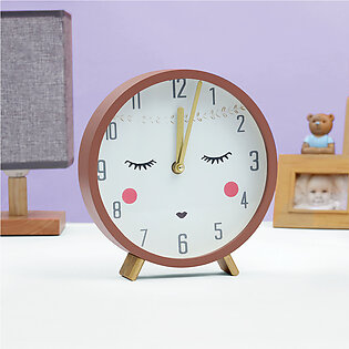 Alarm Clock For Kids- Wooden Digital Table Clock- Cute Face
