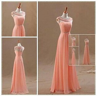 Peach - Chiffon Maxi Dress For Women