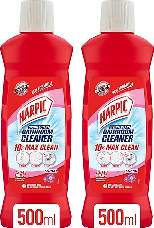 Harpic Bathroom Cleaner Stain Removal 10x Better Cleaning Stain Removal 10x Better Cleaning Floral 500ml - Pack of 2