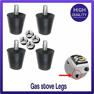 Lpg/ Ng Gas Stove Quinze Plastic Legs With Inner Stainless Steel Nut, Bolts Black Set Of 4 Piece