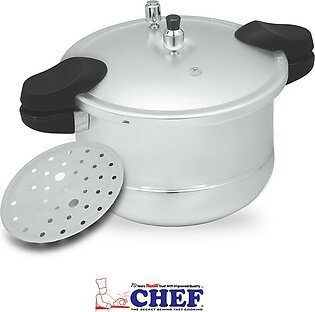 CHEF Sleek Handle Aluminum Pressure Cooker with Steam Roaster 1205 - 7 Liters [Life Time Blast Proof Warranty]
