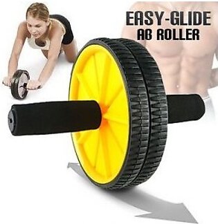 Ab Wheel Roller Abdominal Exercise Abs with Free Knee Mat Pad - Yellow