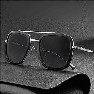 Trendy Iron man style Black shades Black frame sunglasses for men