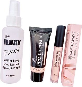 3pcs Makeup Deal - Elmay Makeup Fixer + Anthaway Foundation Tube + Anthaway Concealer