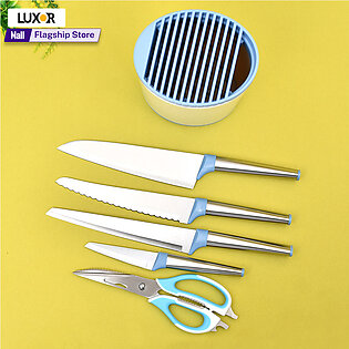 Knife Set With Holder- Stainless Steel Cooking Knives Set- Knife And Scissors Set- Tessie And Jessie Kitchen Accessories