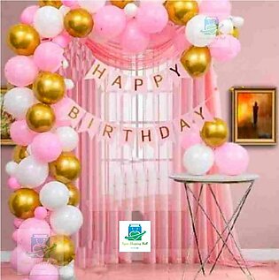 Pink Happy Birthday Card decoration Set- Including 30 Latex balloons, Pink Happy Birthday Cards Best theme