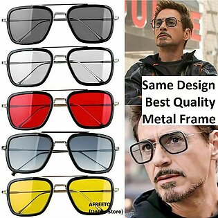 Tony Stark Iron Man Square Sunglasses For Men Vintage Design Metal Frame Retro Shades