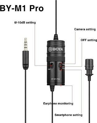 BOYA BY-M1 Pro Omnidirectional Lavalier Microphone Clip-on Lapel Mic for Smartphones, DSLRs, Camcorders, Audio Recorders, PC Recording BY M1 PRO