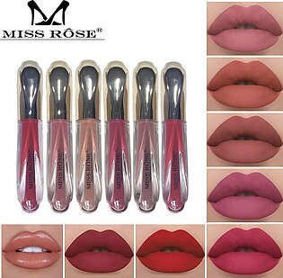 Miss Rose Pack Of 6 Professional Matte Silky Lightweight Texture Lip-gloss